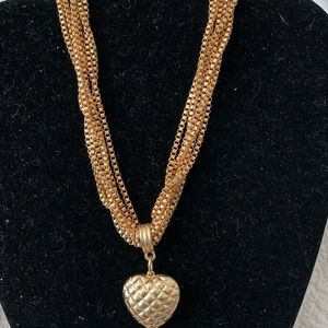 Vintage Carolee multi strand box chain necklace with heart